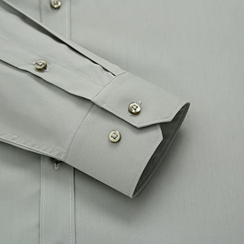 WPYYI 남성 캐주얼 스트레치 롱 드레스 셔츠 포켓리스 스탠다드핏 포멀 비즈니스 (색상 : 그린, 사이즈 : 44 코드)