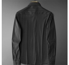 IRDFWH 셔츠 남성용 긴팔 슬림 탑 남성용 블랙 셔츠 스트라이프 비즈니스 신사 캐주얼 정장 (색상 : D, 사이즈 : 미디엄)