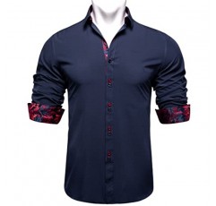 FZZDP 남성용 네이비 블루 파티 셔츠 비즈니스 남성용 셔츠 긴 소매 옷깃 남성용 정장 탑 (색상 : D, 사이즈 : 3X-Large)