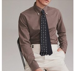 n/a 브라운 긴팔 셔츠 남성 비즈니스 캐주얼 면 포멀 핏 셔츠 봄 남성 상의 (컬러 : 브라운, 사이즈 : 41 코드)