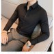 n/a 블랙 브리티시 스타일 긴팔 스트라이프 셔츠 남성 턱시도 흔적 없음 슬림핏 스트레치 셔츠 드레스 포멀 웨어 3XL-m (색상 : 블랙, 사이즈 : M코드)