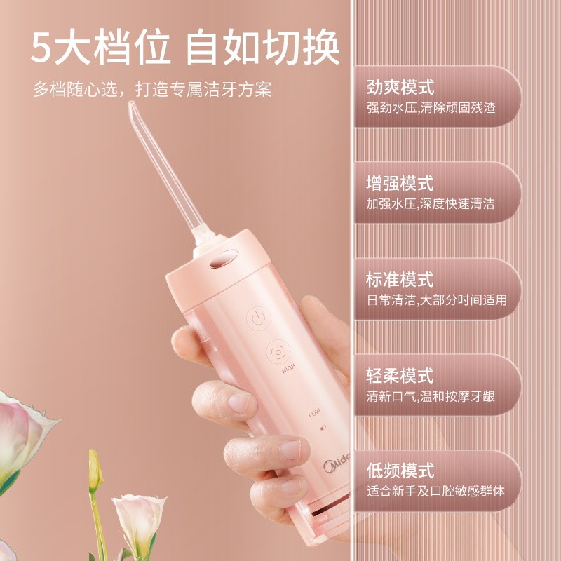 Midea 치아 클리너, 휴대용 가정용 교정 치과 특수 구강 클리너, 치아 청소 유물, 전기 물 Flosser