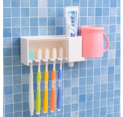 일본 KM 크리 에이 티브 칫솔 홀더 짜기 치약 장치 구강 세척 컵 치아 컵 선반 욕실 벽걸이 형 접착 보관함
