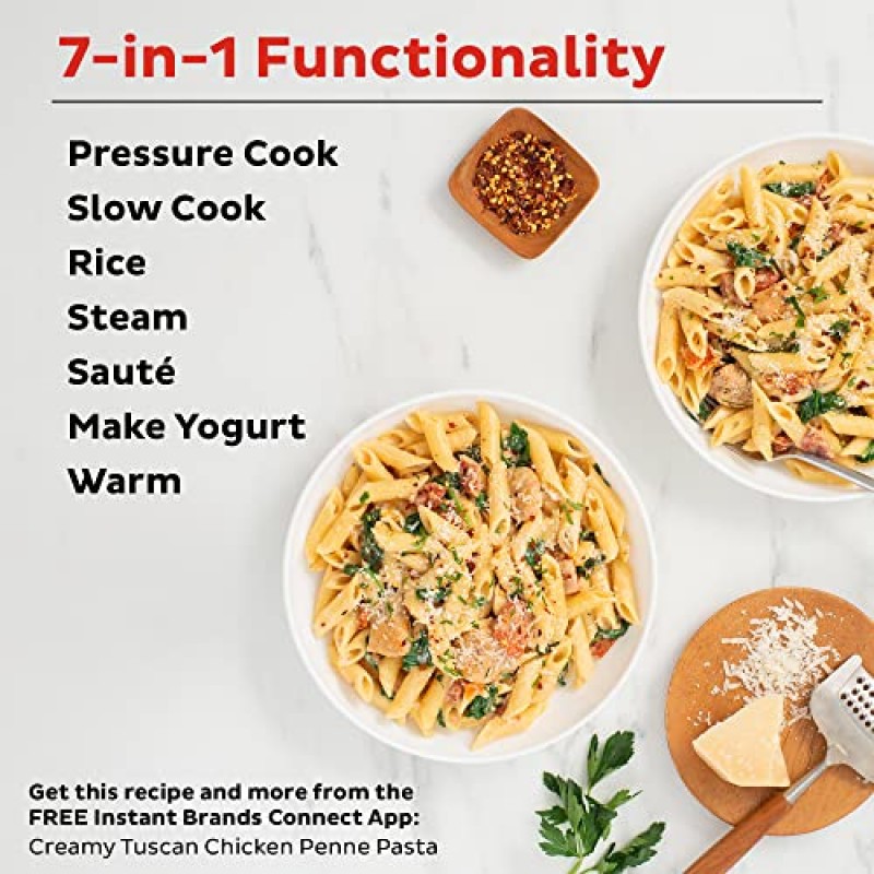 Instant Pot Duo 7-in-1 전기 압력 밥솥, 슬로우 쿠커, 밥솥, 찜기, 소테, 요구르트 제조기, 보온기 및 살균기, 800개 이상의 레시피가 포함된 앱 포함, 스테인리스 스틸, 6쿼트