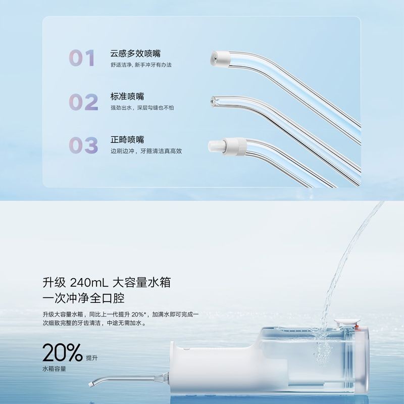 샤오미 치아 린서 가정용 치아 청소기 휴대용 물 치실 Mijia 전동 치아 린서 F300 치아 청소 유물