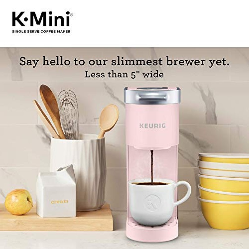 Keurig K-Mini 1인용 K-컵 포드 커피 메이커, 더스티 로즈, 6~12oz. 양조 크기