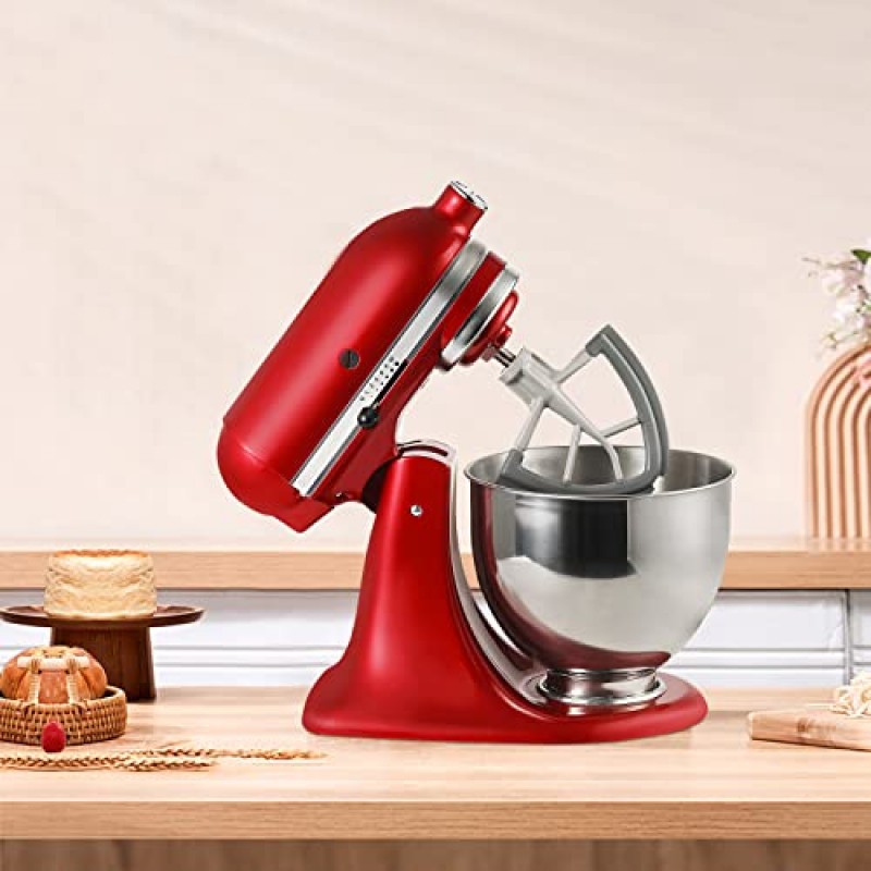 KitchenAid 틸트 헤드 스탠드 믹서용 플렉스 엣지 비터, 유연한 실리콘 엣지가 있는 4.5-5쿼트 플랫 비터 패들 보울 스크레이퍼, 회색