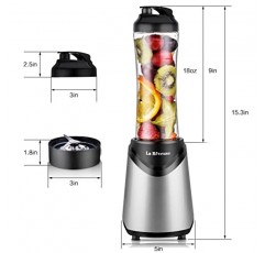 La Reveuse 스무디 블렌더 개인용 크기 300와트, 18온스 BPA 프리 휴대용 여행용 스포츠 병(실버)