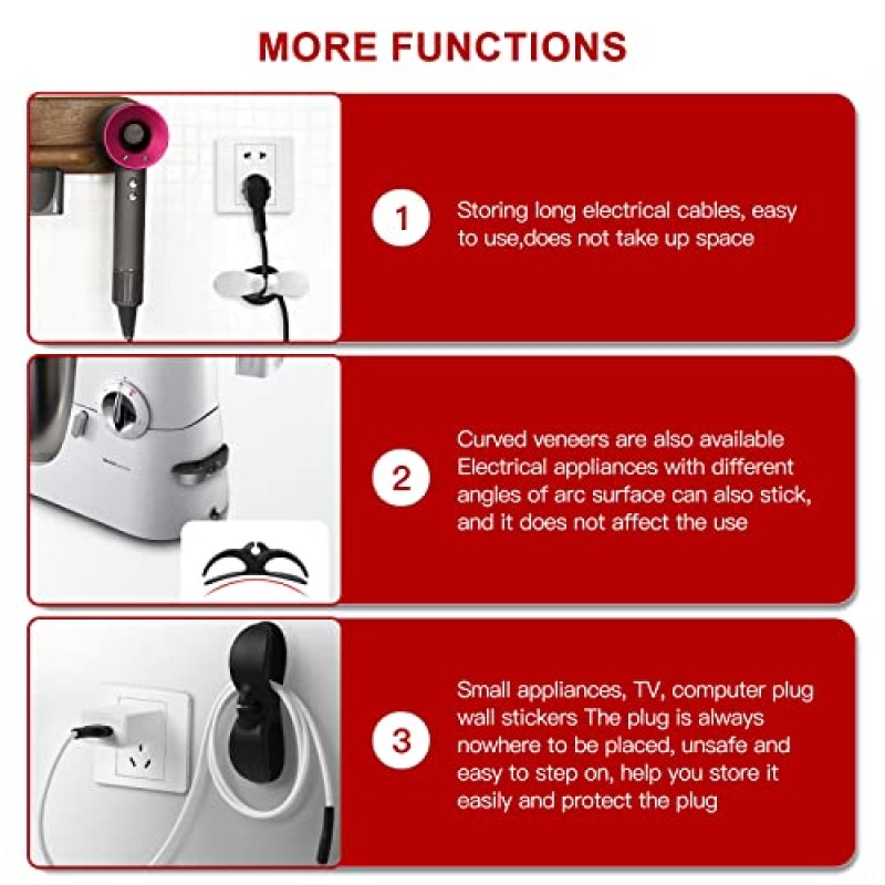 가전제품용 코드 정리함, 업그레이드된 코드 래퍼, 코드 홀더, 코드 와인더, 주방 가전제품용 케이블 정리 스틱 믹서, 커피 메이커, 압력솥, 에어프라이어 및 기타 가전제품, 10팩