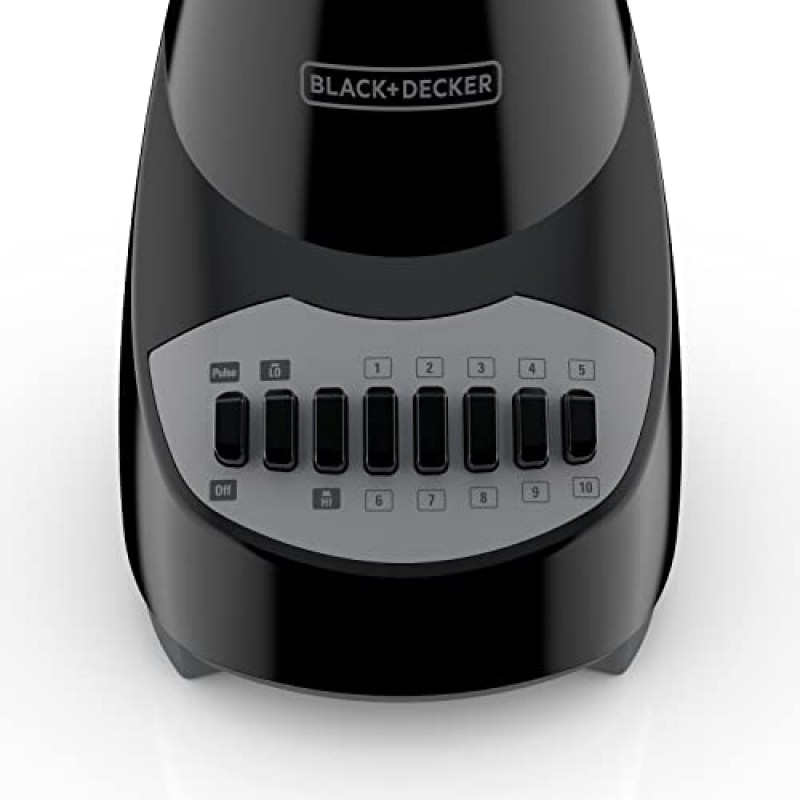 BLACK+DECKER 크러시 마스터 블렌더, 10단, 스테인리스 스틸 블레이드, 블랙, BL2010BP