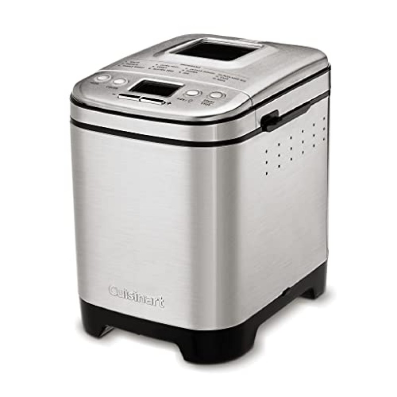 Cuisinart 제빵기, 소형 및 자동, 맞춤형 설정, 최대 2lb 빵, CBK-110P1, 실버, 블랙