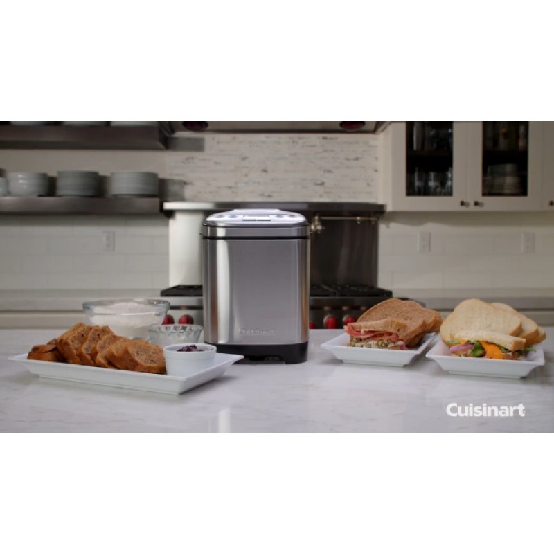 Cuisinart 제빵기, 소형 및 자동, 맞춤형 설정, 최대 2lb 빵, CBK-110P1, 실버, 블랙