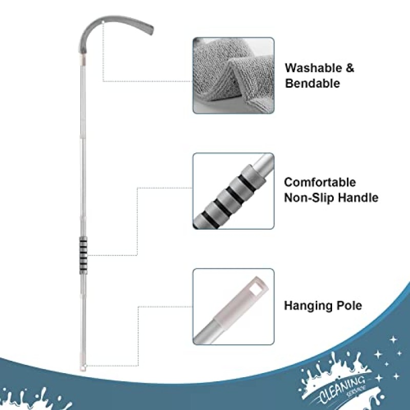 접이식 갭 먼지 청소기 브러시 - 소파, 침대, 가구, 냉장고, 블라인드 및 가전제품 청소를 위한 51인치 긴 손잡이, 확장 및 구부릴 수 있고 세척 가능한 극세사 청소 도구