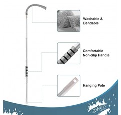 접이식 갭 먼지 청소기 브러시 - 소파, 침대, 가구, 냉장고, 블라인드 및 가전제품 청소를 위한 51인치 긴 손잡이, 확장 및 구부릴 수 있고 세척 가능한 극세사 청소 도구