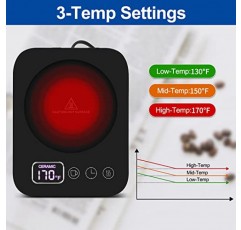 커피 머그 워머 - 책상 캔들 워머용 컵 워머 자동 차단, 커피, 물, 우유, 차를 위한 3가지 온도 설정 터치 스위치가 있는 스마트 음료 워머, 사무실/가정에서 안전하게 사용