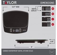 Taylor 방수 디지털 주방 저울, 11파운드, 검정색