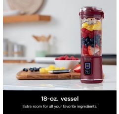 Ninja BC151CR Blast 휴대용 블렌더, 무선, 18oz. 용기, 셰이크 및 스무디용 개인 블렌더, BPA 없음, 누출 방지 뚜껑 및 음료수 주둥이, USB-C 충전식, 식기세척기 사용 가능 부품, 크랜베리 ​​레드