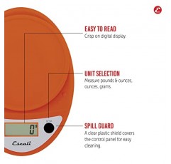 Escali Primo 디지털 식품 저울 정확한 무게 측정 및 부분 제어를 위한 다기능 주방 저울 및 베이킹 저울, 8.5 x 6 x 1.5 인치, 호박 오렌지