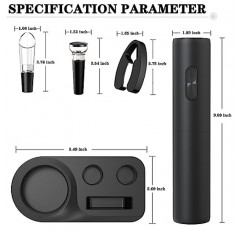 KIEKRO 전기 와인 오프너, 전문 와인 오프너, 원터치 버튼, 배터리로 작동되는 와인 오프너(포일 커터 포함), 진공 스토퍼, 푸어러, 보관 베이스, 재사용 가능한 자동 와인 오프너