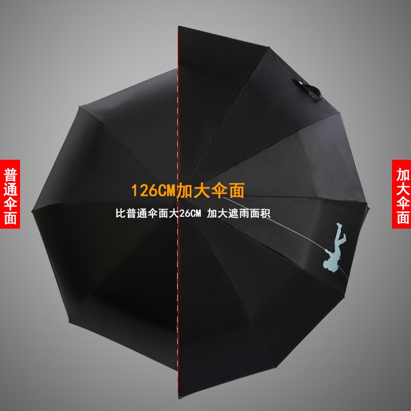 남성용 및 여성용 12본 완전 자동 우산, 이중 접기, 강화, 삼중, 초대형, 두꺼워짐, 햇볕이 잘 드는 비오는 우산 모두