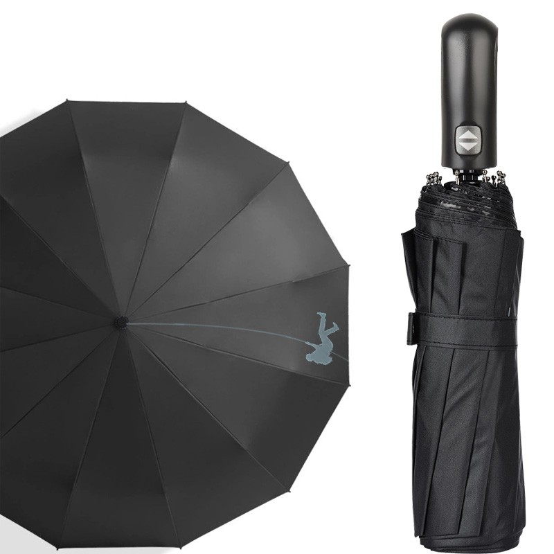 남성용 및 여성용 12본 완전 자동 우산, 이중 접기, 강화, 삼중, 초대형, 두꺼워짐, 햇볕이 잘 드는 비오는 우산 모두