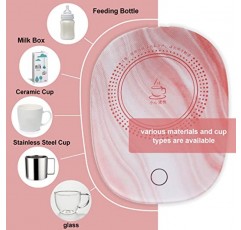 커피 머그잔 워머, 음료 워머, 자동 켜짐/꺼짐 중력 유도 커피 차 물 우유 워머 플레이트(사무실 가정용 세라믹 컵 세트 포함)(핑크색 A)