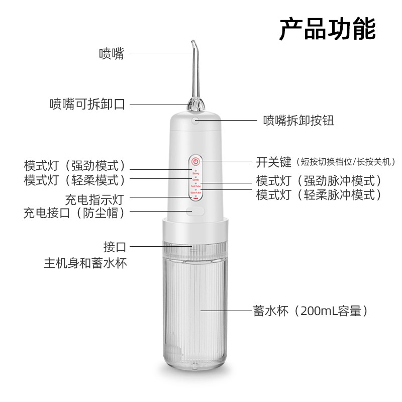 Holaya 휴대용 가정용 전기 치아 Flosser 4단 모드 정수기 및 치실 전기 펄스 치아 Flosser