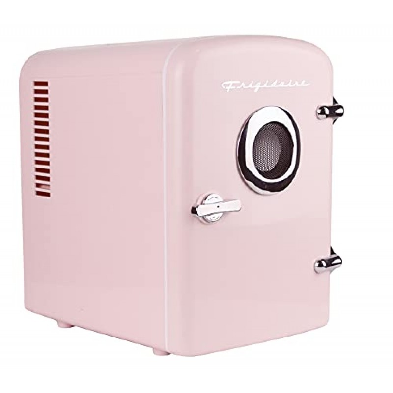 Frigidaire EFMIS151-PINK EFMIS151 미니 휴대용 소형 개인 홈 오피스 냉장고 쿨러 내장 스피커, 4L 용량, 오한 12온스 캔 6개, 100% 프레온 무함유 및 친환경, 표준, 핑크