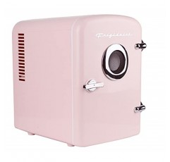 Frigidaire EFMIS151-PINK EFMIS151 미니 휴대용 소형 개인 홈 오피스 냉장고 쿨러 내장 스피커, 4L 용량, 오한 12온스 캔 6개, 100% 프레온 무함유 및 친환경, 표준, 핑크