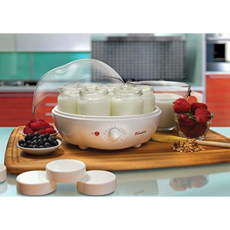 Euro Cuisine BM-QSHL-PFKK YM100 자동 요구르트 제조기, 9.5인치, 흰색