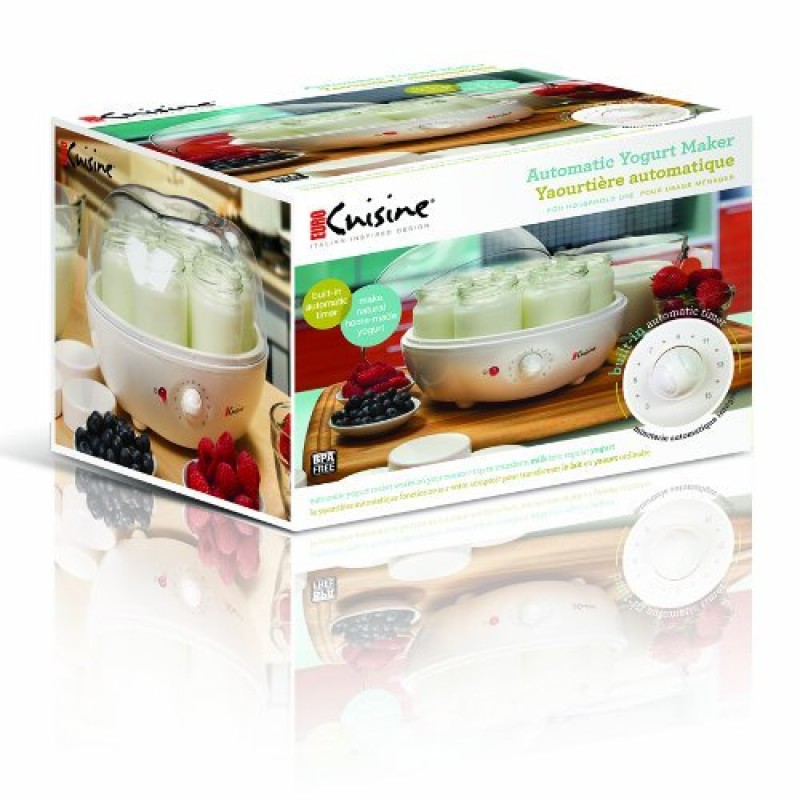 Euro Cuisine BM-QSHL-PFKK YM100 자동 요구르트 제조기, 9.5인치, 흰색