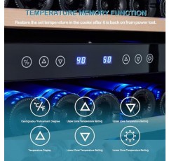 Kalamera 157병 독립형 와인 쿨러 냉장고, 스테인레스 스틸, 3중 강화 유리 도어, 전자 원터치 제어 장치(LED 디스플레이 포함) 와인 냉장고