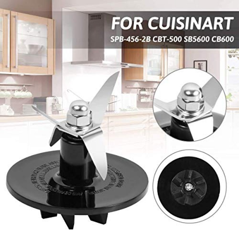 Cuisinart SPB-456-2B 및 Powerblend Duet BFP-10CH와 호환되는 개스킷 교체가 포함된 스테인레스 스틸 블렌더 블레이드 커팅 어셈블리, Black by Mansvit