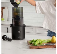 Omega Juicer JC2022BK11 저속 저작 콜드 프레스 야채 및 과일 주스 추출기 준비가 필요 없는 초대형 호퍼가 있는 배치 주스용 간편 시리즈, 68온스 용량, 150와트, 검정색