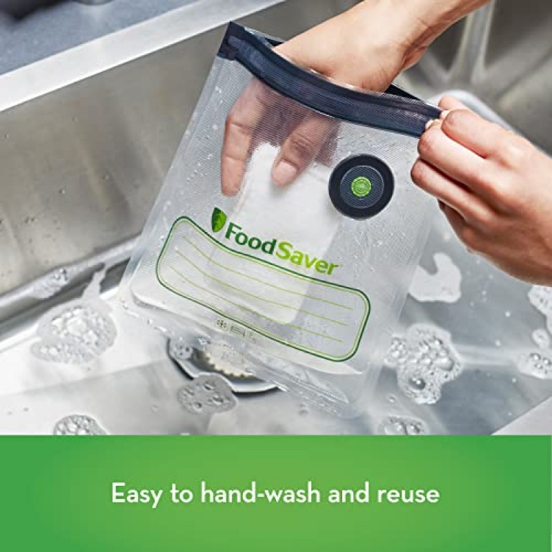 FoodSaver FS2160 다용도 휴대용 진공 실러 및 마리네이터 및 재사용 가능한 갤런 진공 지퍼 백, FoodSaver 휴대용 진공 실러와 함께 사용, 8개