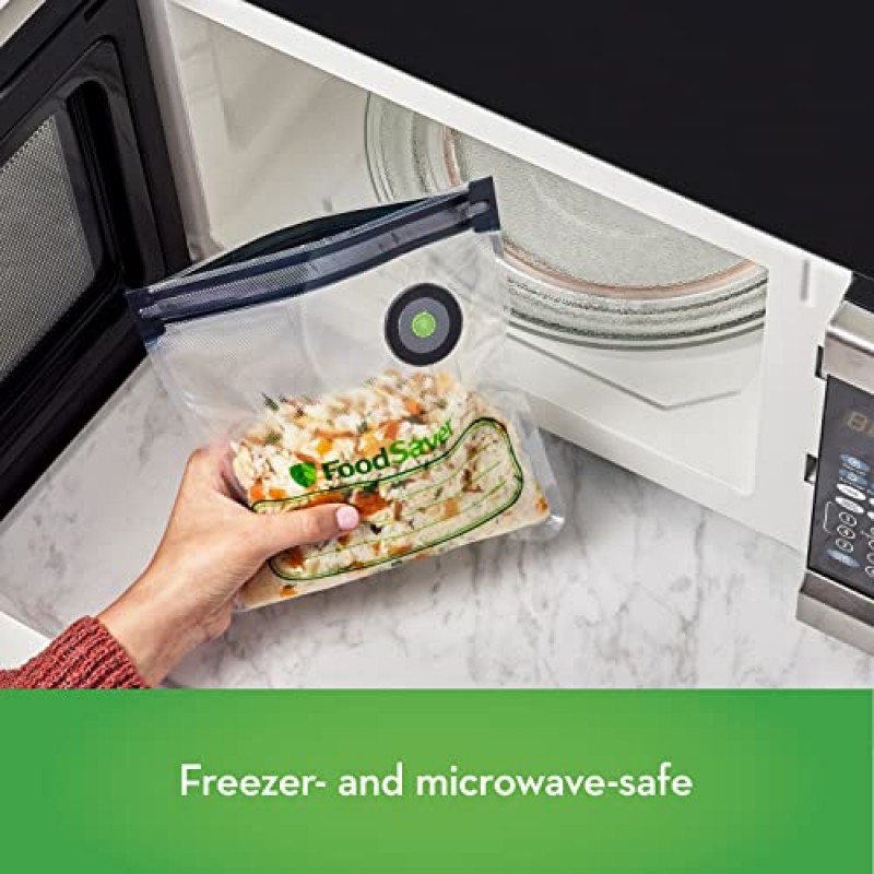 FoodSaver FS2160 다용도 휴대용 진공 실러 및 마리네이터 및 재사용 가능한 갤런 진공 지퍼 백, FoodSaver 휴대용 진공 실러와 함께 사용, 8개