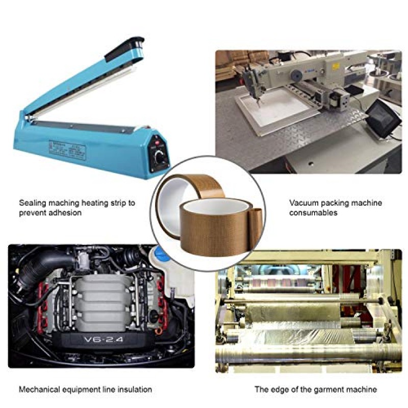 진공 실러 기계용 Gdrtwwh 고온 테이프, 핸드 임펄스 실러 - 테플론 테이프/PTFE 패브릭 테이프는 FoodSaver, Seal A Meal, Weston, CabellaSeal(1/2인치 x 33피트 x 0.13mm)에 적합합니다.