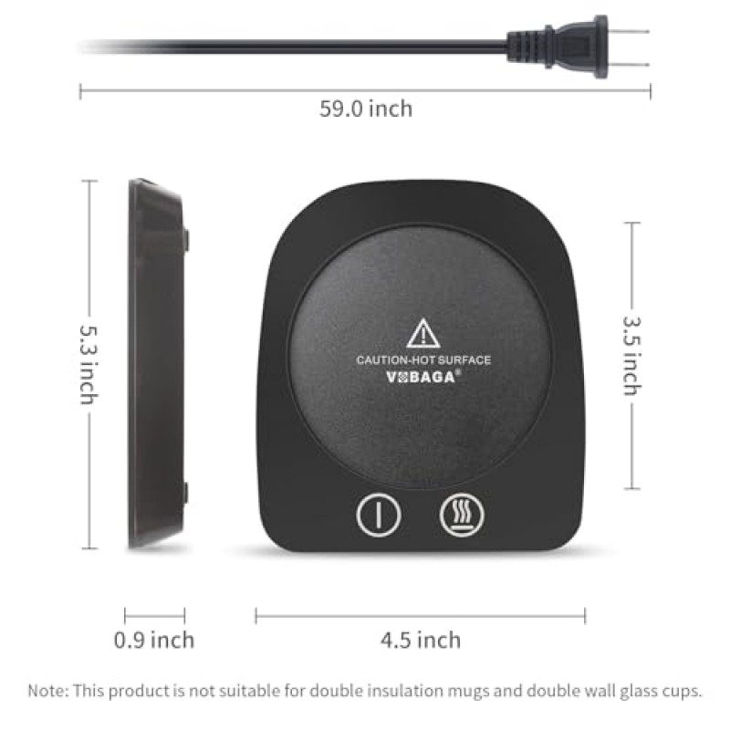 사무실 책상용 VOBAGA 커피 머그 워머&컵 워머, 3가지 온도 설정이 가능한 전기 음료 워머, 4시간 후 자동 차단 기능이 있는 코코아 차 물 우유용 커피 워머 플레이트