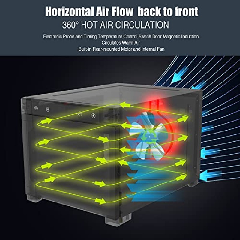 nutrichef 전기 조리대 식품 탈수기 기계 - 600와트 프리미엄 다층 고기 쇠고기 육포 제조기 과일/야채 건조기, 6개의 스테인레스 스틸 트레이, 디지털 타이머, 온도 조절 장치