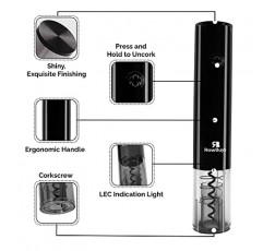 전기 와인 오프너, 충전식 자동 코르크따개, 터치 센서 스마트 무선 와인 오프너, 와인 애호가 선물 세트 - 포일 커터가 포함된 추수감사절 크리스마스 휴일 키트, USB 충전 케이블