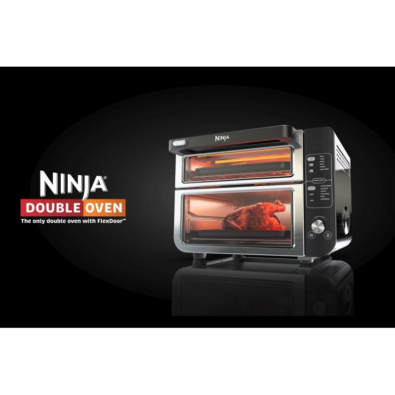 Ninja DCT401 12-in-1 더블 오븐(FlexDoor, FlavorSeal & Smart Finish, Rapid Top Convection 및 Air Fry Bottom, 베이킹, 로스팅, 토스트, 에어 프라이, 피자 등), 스테인리스 스틸