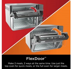 Ninja DCT401 12-in-1 더블 오븐(FlexDoor, FlavorSeal & Smart Finish, Rapid Top Convection 및 Air Fry Bottom, 베이킹, 로스팅, 토스트, 에어 프라이, 피자 등), 스테인리스 스틸