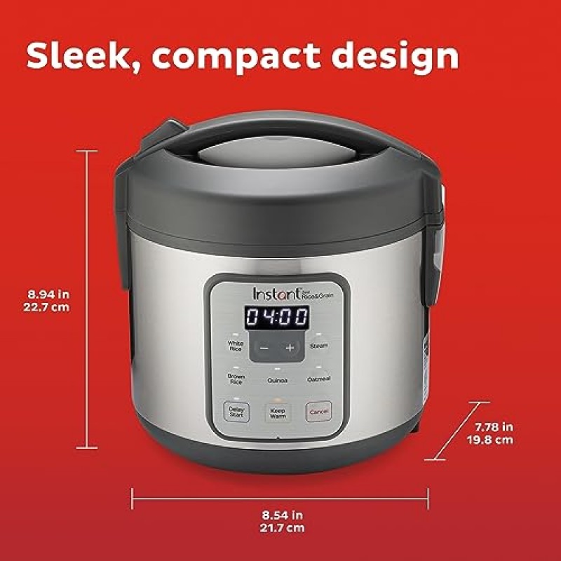 Instant Pot Zest 8컵 원터치 밥솥, 즉석 냄비, 찜기, 쌀, 곡물, 퀴노아 및 오트밀 요리 제조업체의 제품, 조리된 8컵/익혀지지 않은 4컵, 압력 조리 기능 없음