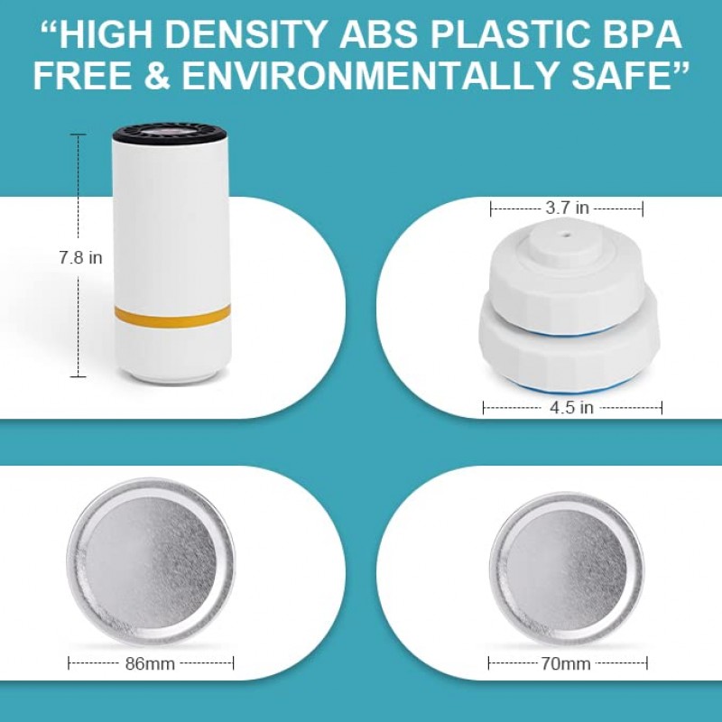 넓은 입 및 일반 입용 전기 메이슨 병 진공 실러 키트 메이슨 병 식품 진공 실러 식품 용기 보호기 FoodSaver 진공 통조림 실러 기계 부착물이 있는 진공 인감, 8pcs 통조림 뚜껑 세트가 있는 충전식 자동 식품 진공 실러
