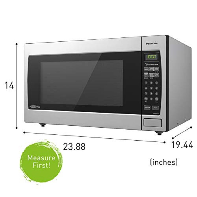 Panasonic 전자레인지 NN-SN966S 스테인레스 스틸 조리대/인버터 기술 및 Genius 센서 내장, 2.2 입방피트, 1250W 및 30 트림 키트, 30인치, 실버