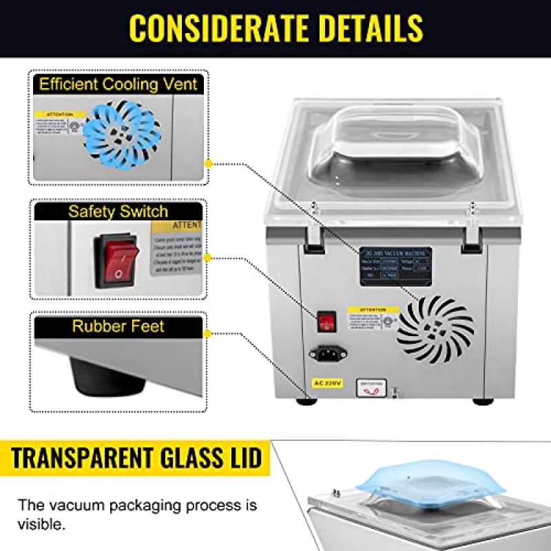 BestEquip 챔버 진공 실러 기계 DZ 260S 상업용 주방 식품 챔버 진공 실러, 식품 보호기, 가정용, 상업용 110V 포장 기계 실러