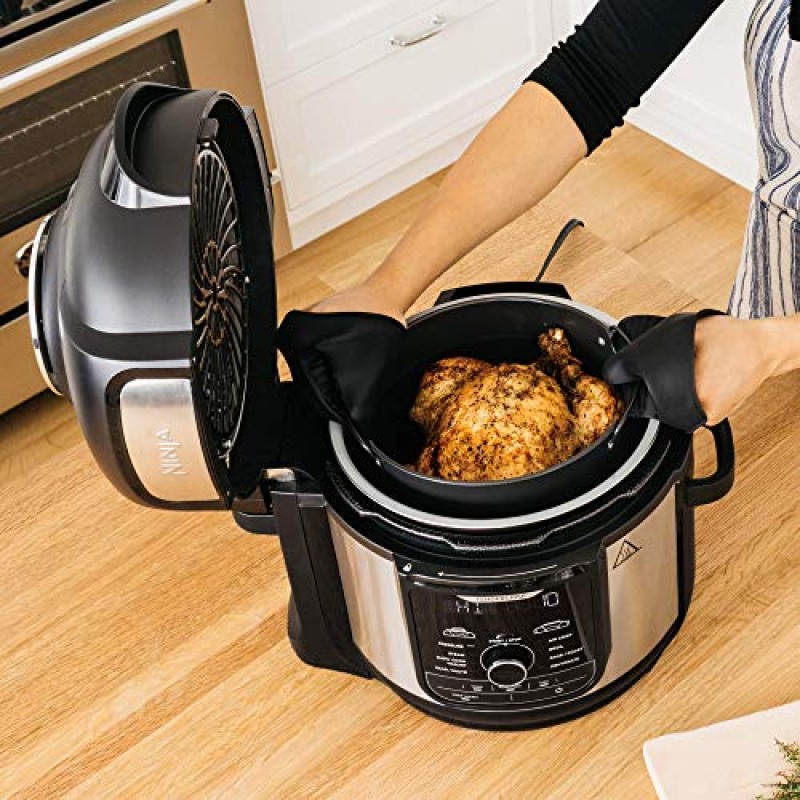 NINJA FD401 Foodi 8-qt. 9-in-1 디럭스 XL 밥솥 및 에어프라이어-스테인리스 스틸 압력 밥솥, 8쿼트, (리뉴얼)