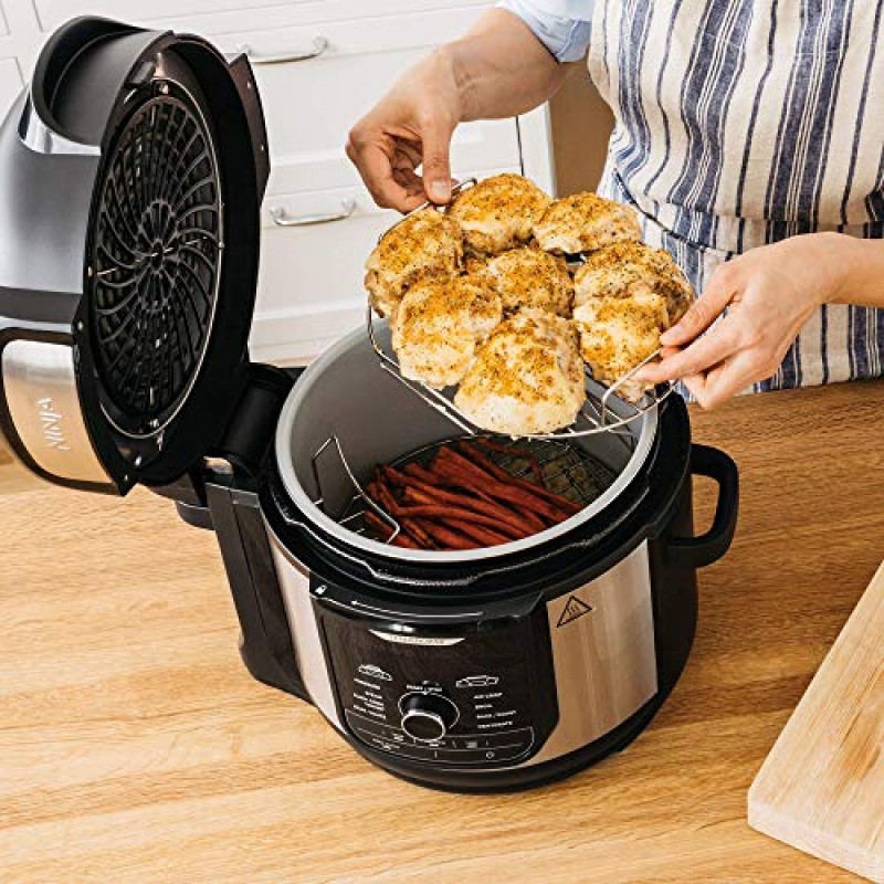 NINJA FD401 Foodi 8-qt. 9-in-1 디럭스 XL 밥솥 및 에어프라이어-스테인리스 스틸 압력 밥솥, 8쿼트, (리뉴얼)