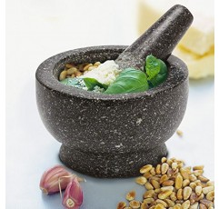 Homiu Pestle 및 Mortar with Base Polished Granite 5.5 X 3.9 인치 습식 및 건식 혼합물에 적합 손 세척 용이한 그립 5.7 인치 Pestle