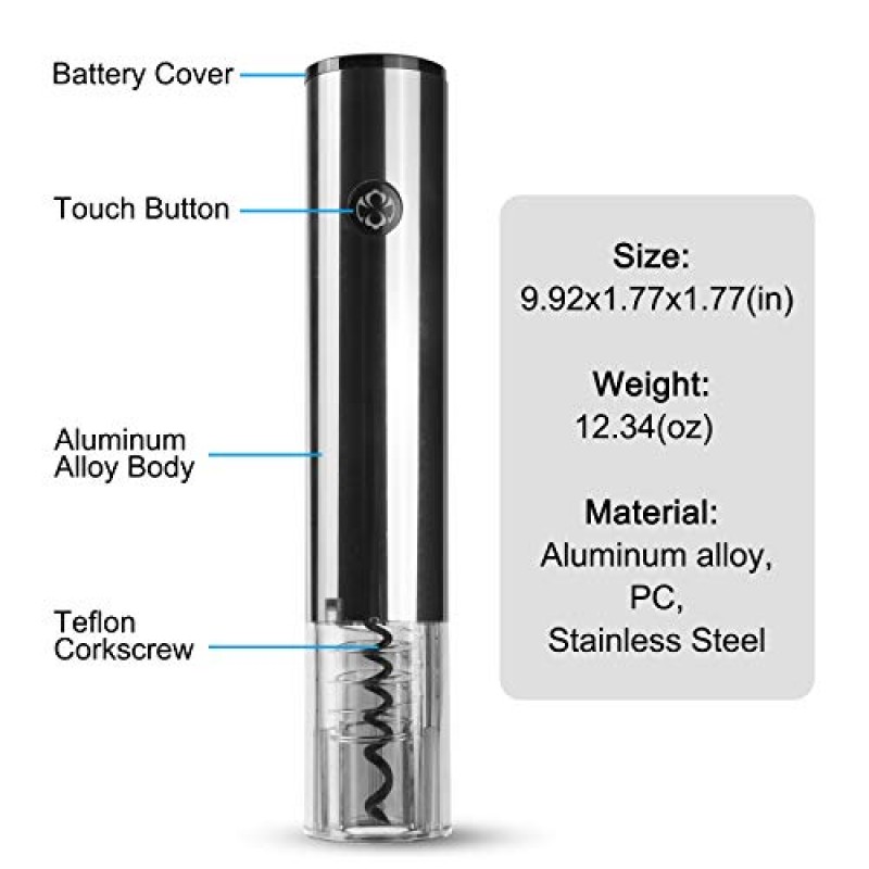전기 와인 오프너, 원터치 자동 와인 오프너 크리스마스 선물 세트(충전기 베이스, 진공 마개, 알루미늄 호일 종이 절단기 및 와인 푸어러 포함)는 와인 애호가를 위한 휴대 가능하고 내구성이 뛰어난 선물입니다.ZTongr